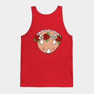 Flower Crown Triceratops Face Tank Top